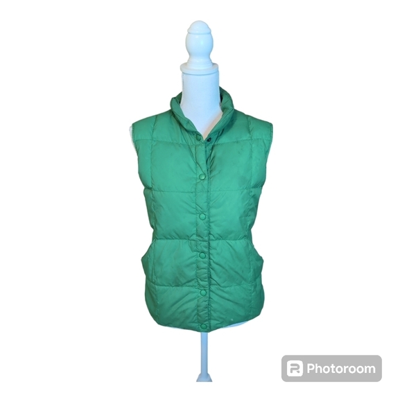 LAND’S END Down Filled Quilted Vest BRIGHT Green WMS Size M - Picture 1 of 14